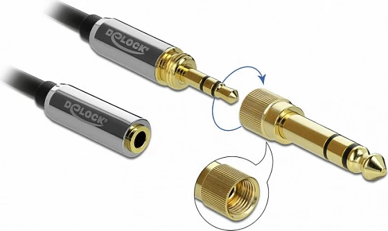Kabllo audio DeLOCK 85832, 3.5mm mashkull në 3.5mm femër, 2m, spirale, e zezë