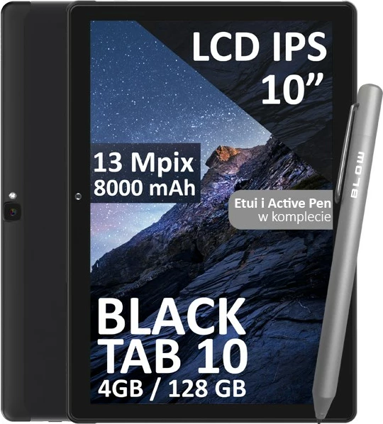 Tablet BLOW BlackTAB10 10" IPS 4G LTE, 4GB RAM, 128GB, Android 13, 8000mAh, Black