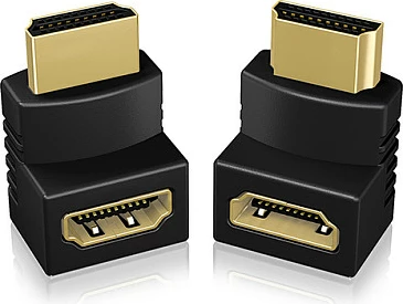 Adapter HDMI ICY BOX, HDMI A M në HDMI A F, 4K, kontakte të arta, i zi