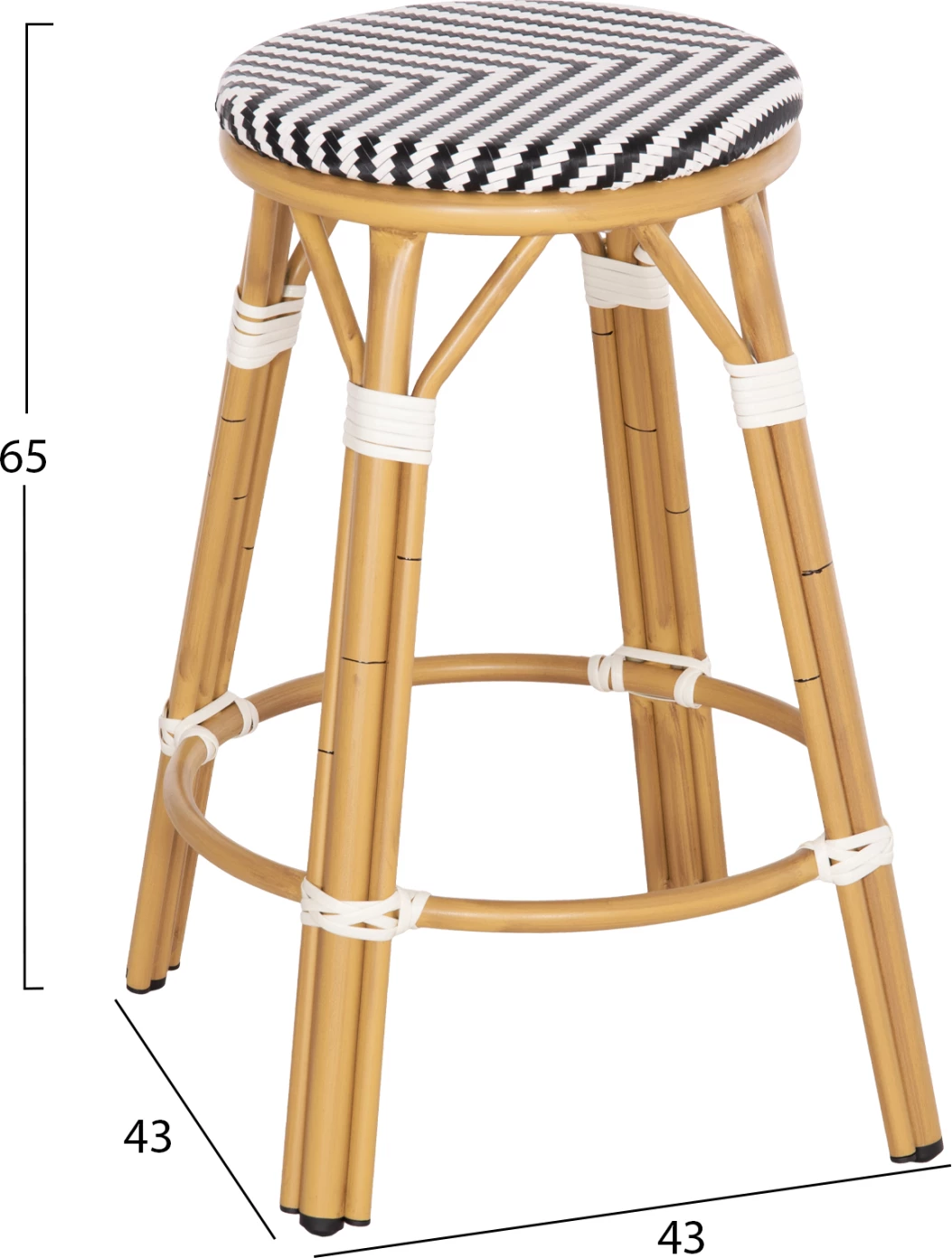 Karrige për bar, lartësi mesatare, pamje bambuje, CHINO FH6286.03, 43x43x65 cm