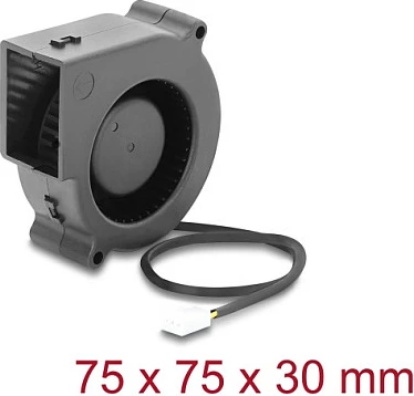 Ventilator ftohës radial DeLOCK 75x75x30mm, 12V DC, 3-Pin, i zi