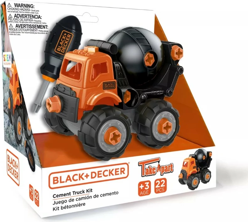 Kamion betoniere lodër e çmontueshme Black+Decker TT003M-BD, 22 pjesë, portokalli/zezë