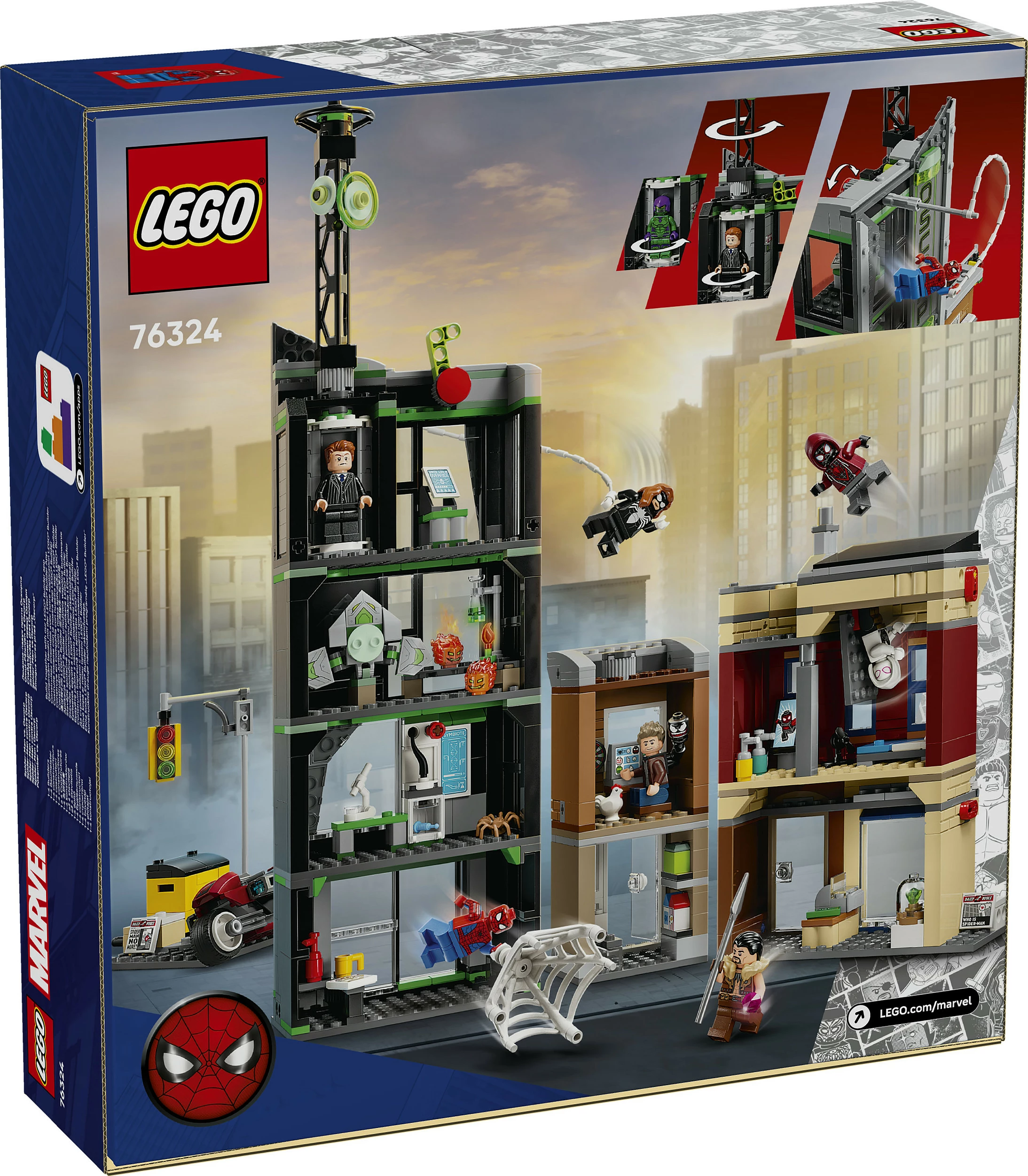 Set ndërtimi LEGO Marvel Spider-Man vs. Oscorp 76324, 808 copë, 10+, shumëngjyrësh
