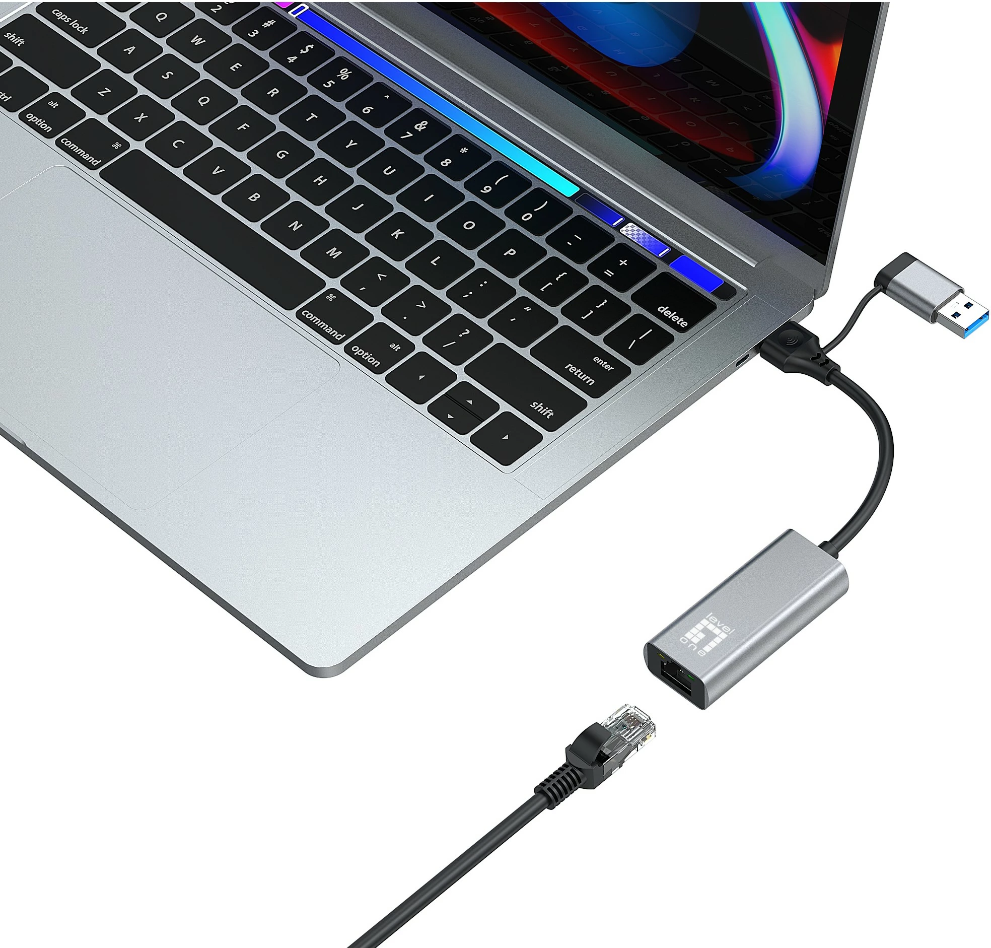 Adapter rrjeti LevelOne USB-0423, USB Type-A/USB Type-C, Ethernet, 2500 Mbit/s, Gri