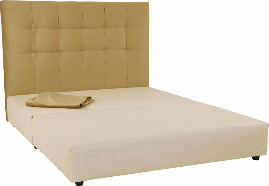 Kornizë krevati 7DAYS, pa hapësirë magazinimi, pëlhurë velvet ngjyrë mustard TEXAS08, 161x207x122cm