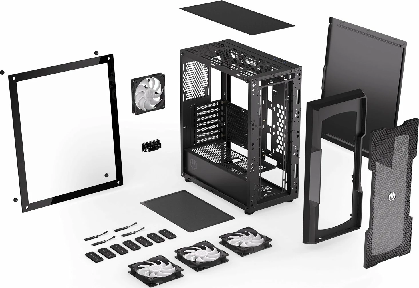 Kasë Endorfy Regnum 400 ARGB (EY2A009) Midi Tower ATX, panel xhami i temperuar, 4x 120mm PWM ARGB fan, e zezë