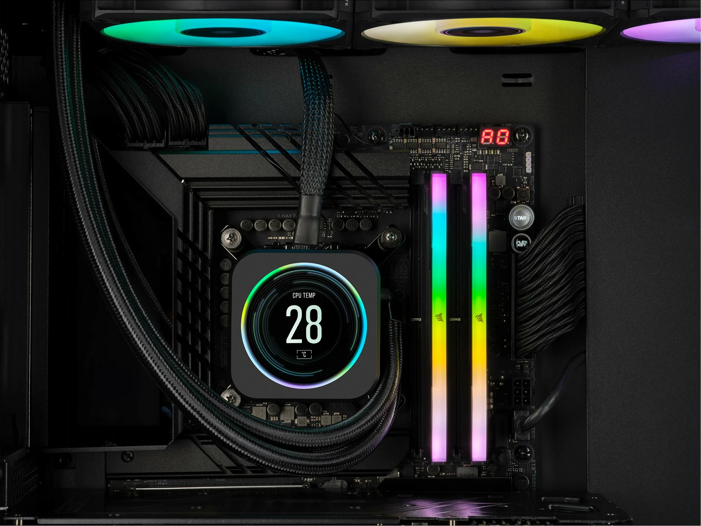 RAM Memorje Corsair Vengeance RGB CMH32GX5M2B6000C38, 32GB (2x16GB) DDR5 6000MHz, RGB Multicolor