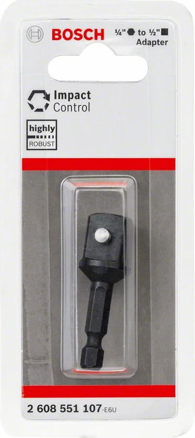 Adapter impact Bosch 2608551107 50 mm 1/4" në 1/2" zi, 1 copë