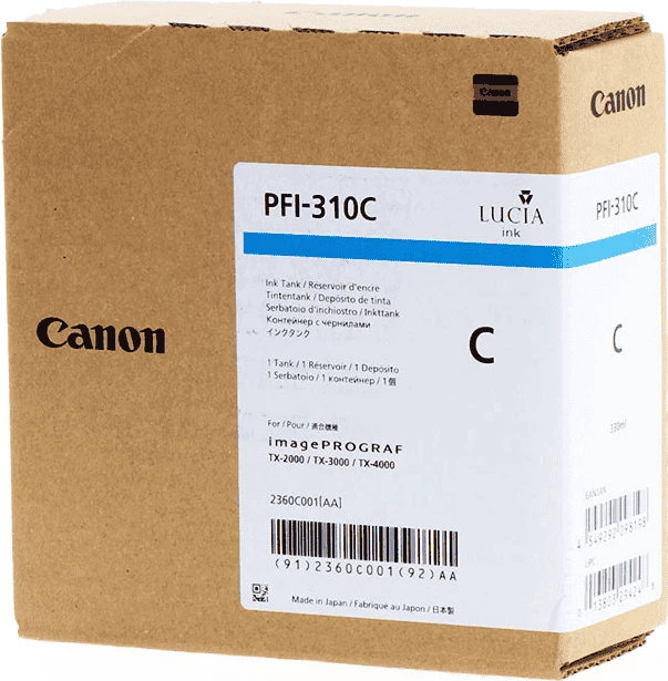 Bojë printeri, Canon, PFI-310C (2360C001), 330 ml, cyan