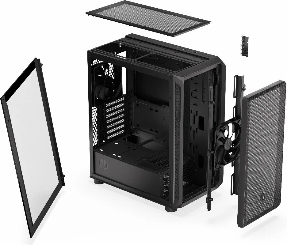 Kasë Endorfy Arx 500 Core EY2A016, Midi Tower ATX/microATX/Mini-ITX, x2 140mm PWM, USB-C, x6 2.5" + x1 3.5", e zezë