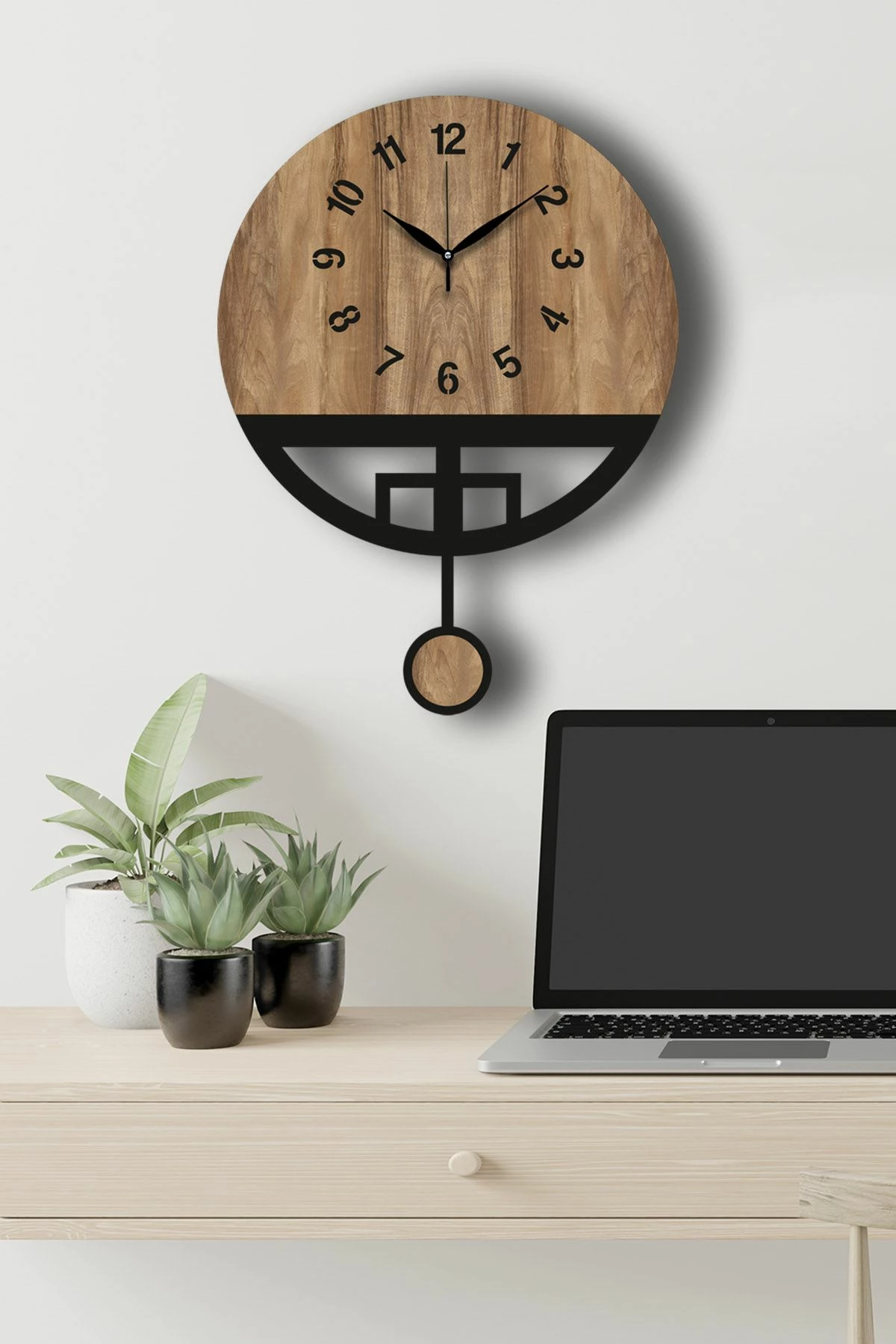 Orë muri dekorative Wallity, ngjyrë arre dhe e zezë, Vlnt108Mo