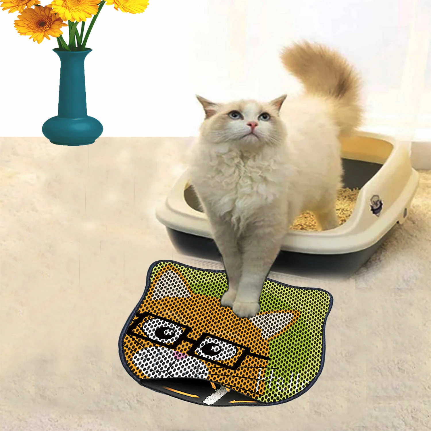 Tapet për rërë mace, shumëngjyrësh, Paws & Whiskers, Kdkafa0144, 40x50cm