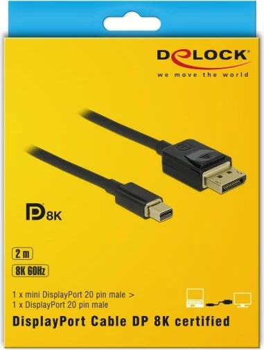 Kabllo DisplayPort DeLOCK 84928, Mini DisplayPort në DisplayPort, 2m, e zezë