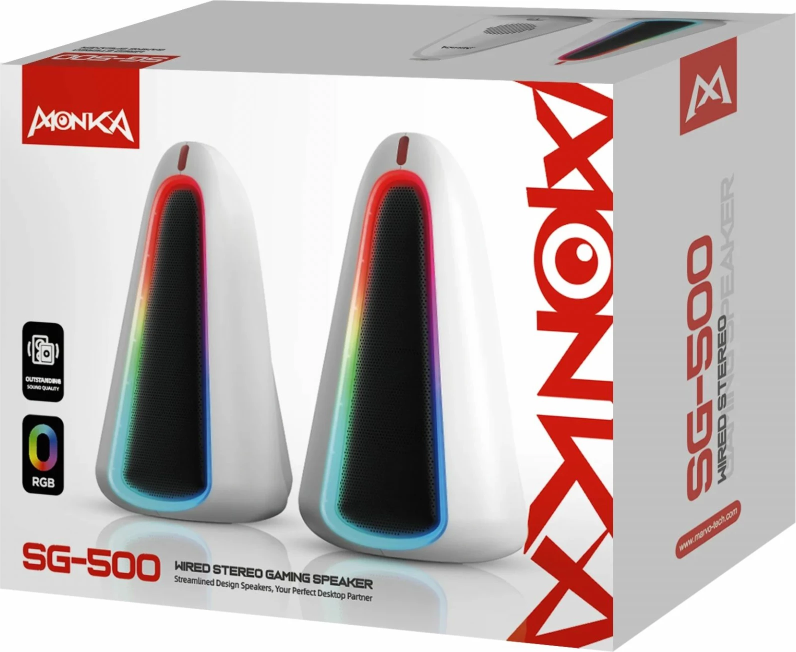 Altoparlantë Marvo Monka Zilla SG-500 2x3W RGB, të bardha, set 2 copë