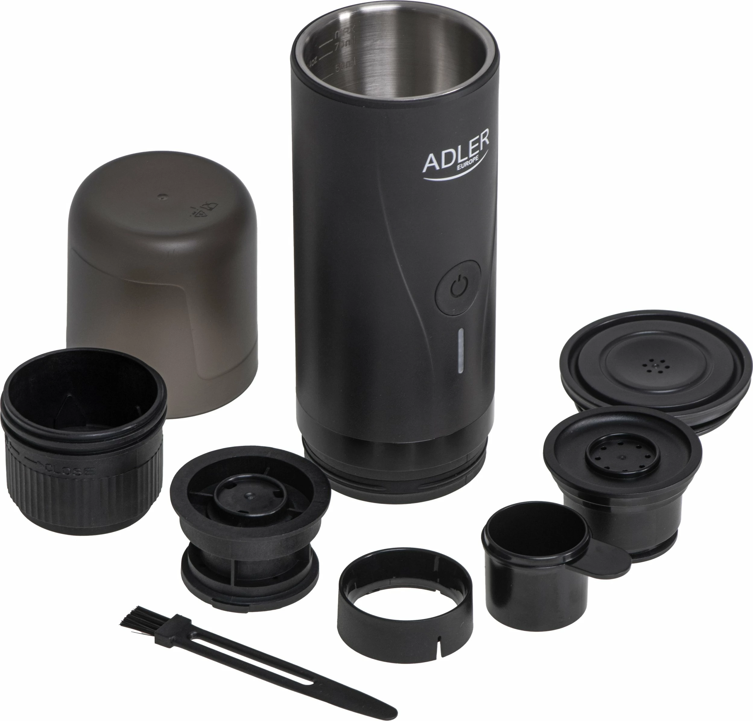 Makinë kafeje portative me kapsula Adler AD 4400, 20 bar, USB-C, 7500mAh, për Nespresso, e zezë