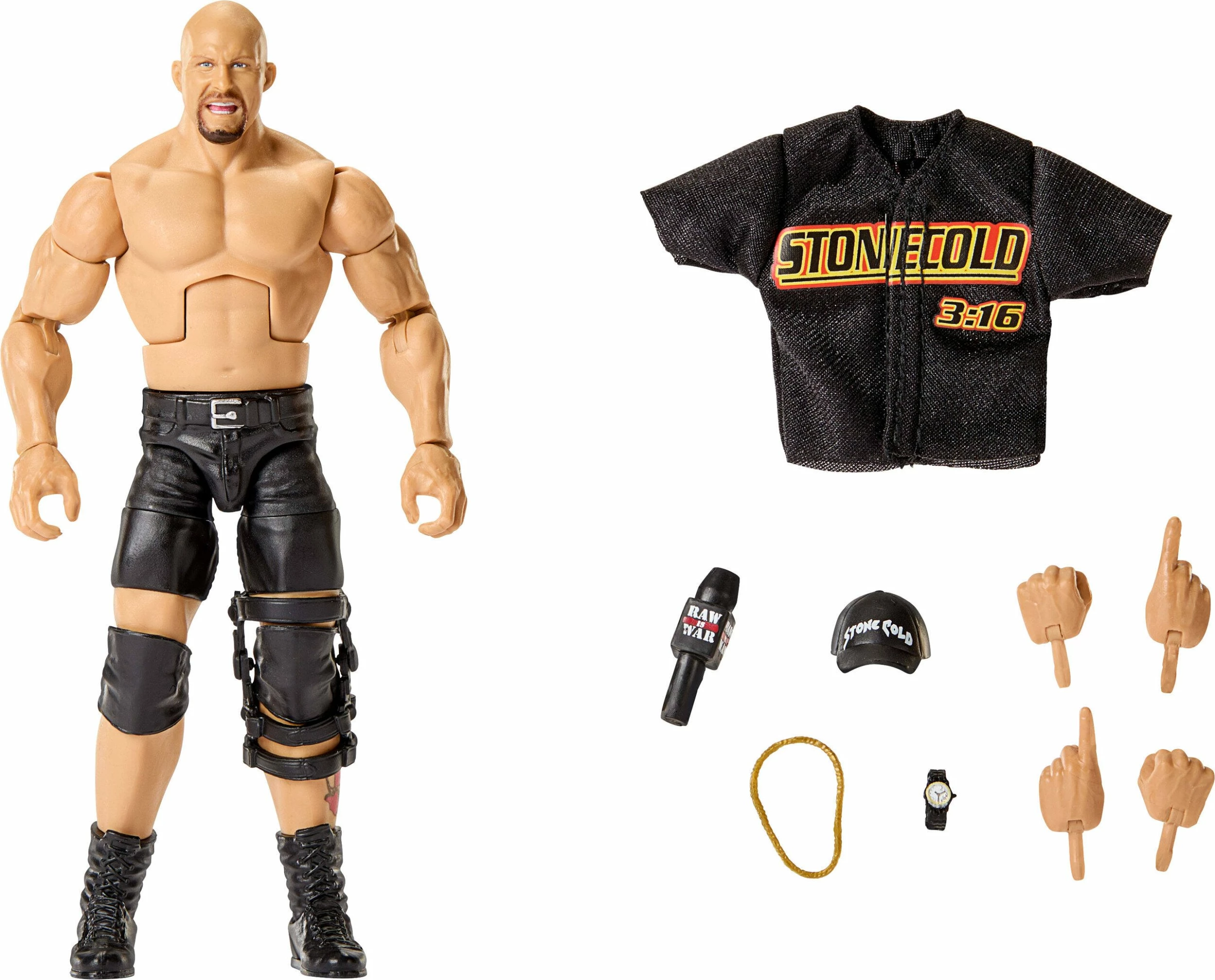Figurinë aksioni Mattel WWE Elite Collection Stone Cold Steve Austin JHT52, 15 cm, me aksesorë