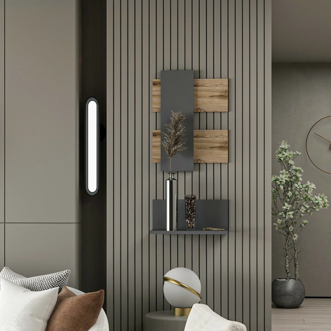 Komodë anësore Hanah Home, Belita, ngjyrë lis dhe antracit