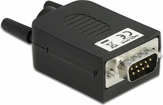 Adapter terminal bllok DeLOCK 66232, Sub-D 9-pin në 10-pin terminal block, AWG 26-18, i zi