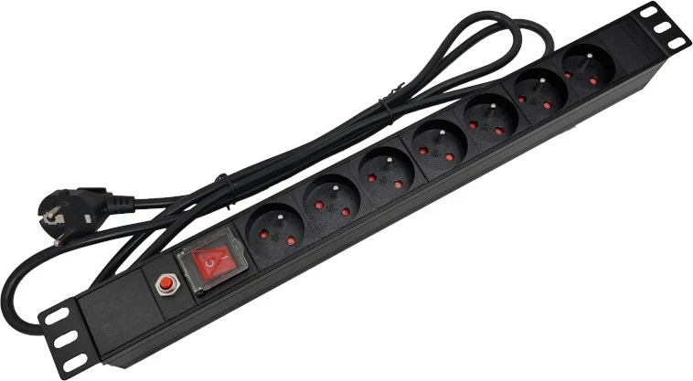 Prizë zgjatuese rack A-LAN PZ071U, 7 dalje, 1.8m, e zezë
