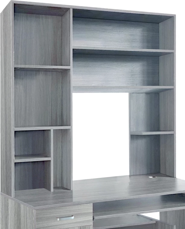 Tavolinë kompjuteri me bibliotekë Novelty, ngjyrë gri-lisi, 120x55x182cm