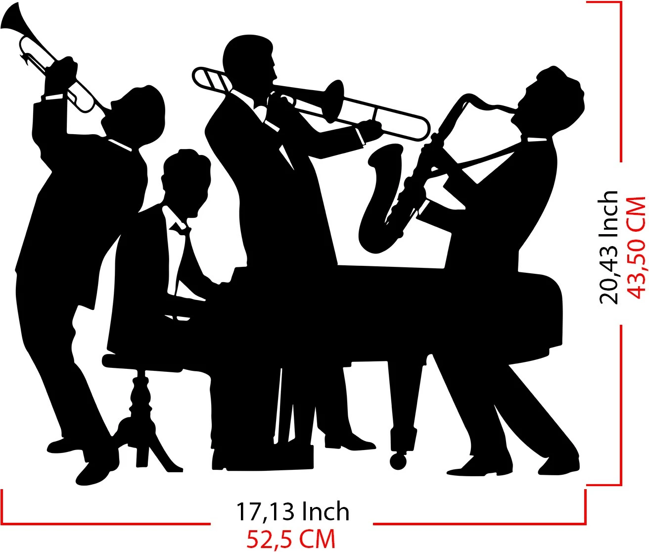 Aksesor dekorativ metalik për mur, Titanic Jazz, Wallity, ngjyrë e zezë