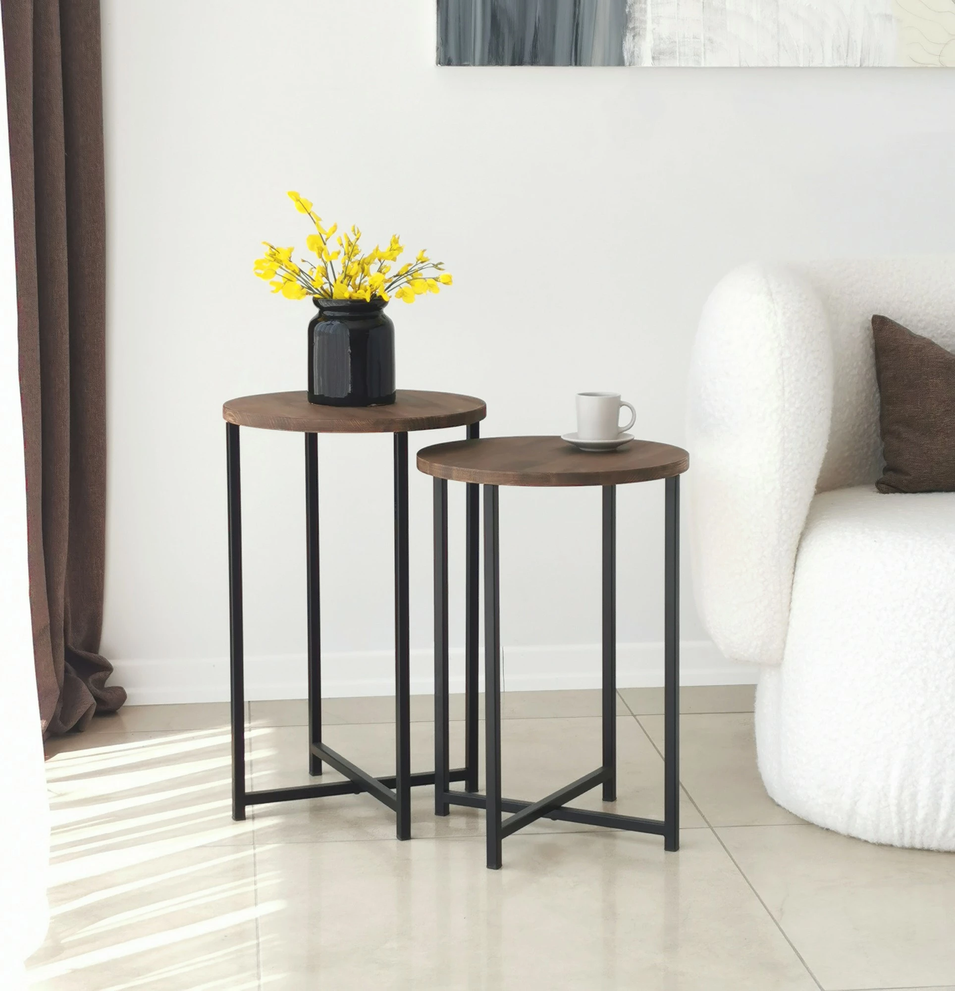 Set tavolina kafeje Hanah Home, Neta, ngjyrë arre