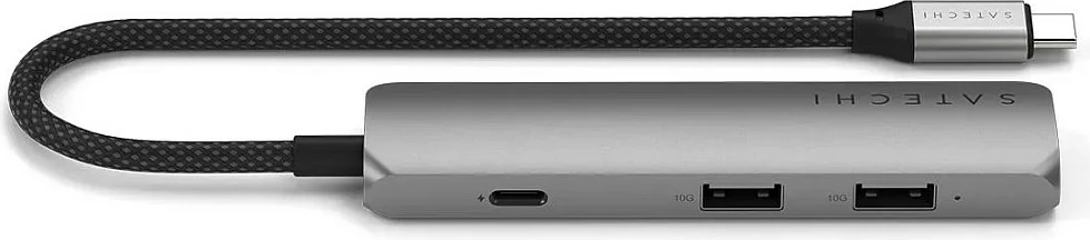 Hub USB-C Satechi Slim Multi-Port ST-P4SM, adapter 4-në-1, Space Gray