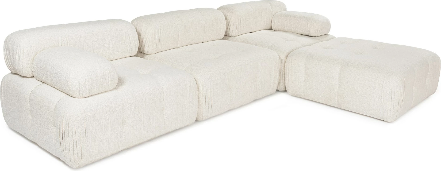 Kënd-sofë Doblo 3 vendëshe me pouffe, krem, Atelier del Sofa