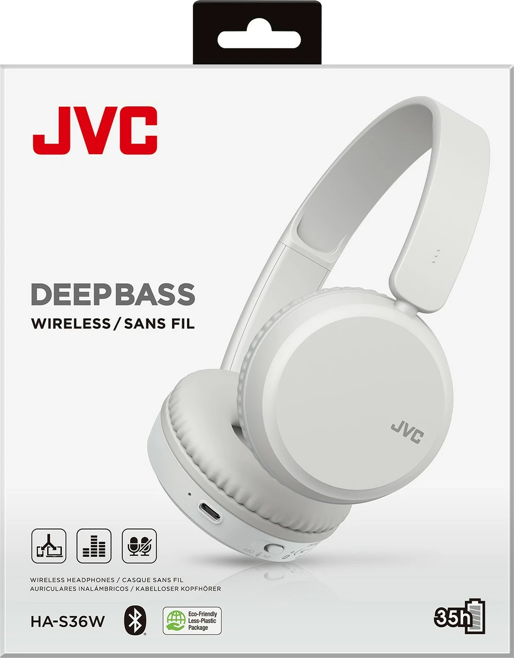Kufje JVC HA-S36W wireless, Bluetooth, 35 orë, të bardha