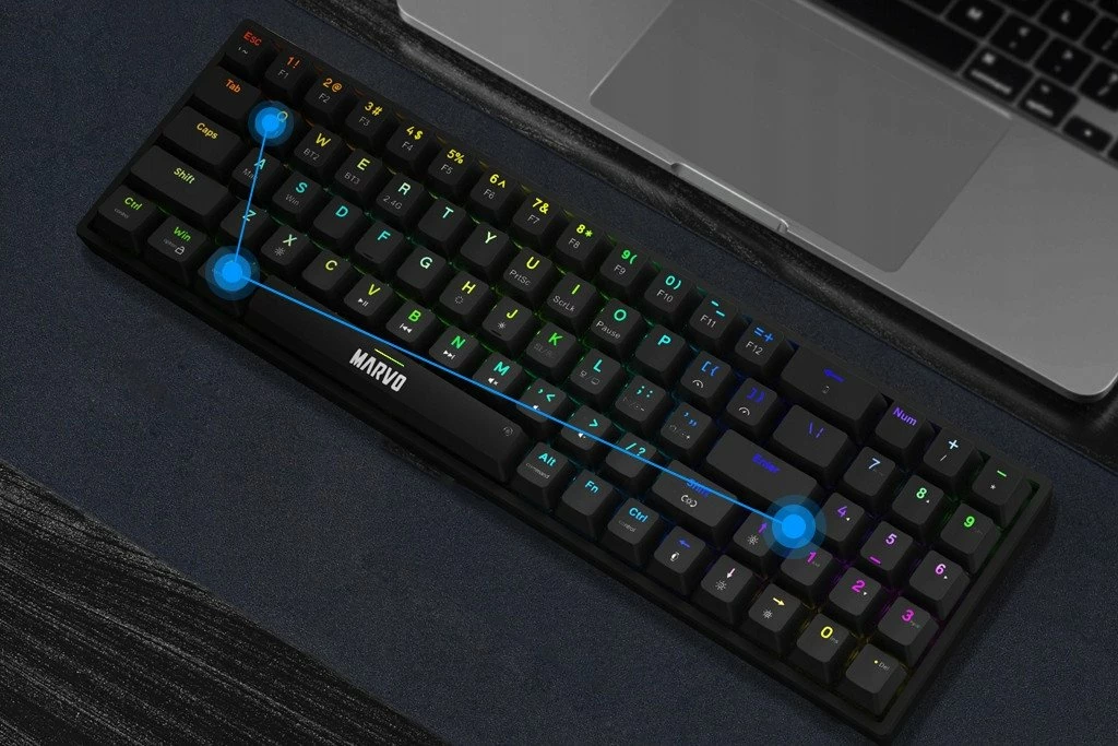 Tastierë mekanike Marvo Shogo 78W (KG956W) tri-mode 2.4G/Bluetooth/USB-C, 96%, RGB, Banana Crystal, e zezë