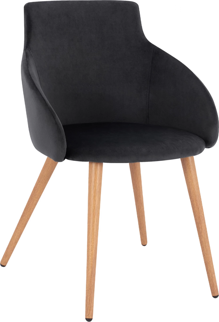 Karrige me krahë Ivy kadife e zezë me këmbë metalike FH8546.04 53x55x79cm, set prej 2 copë