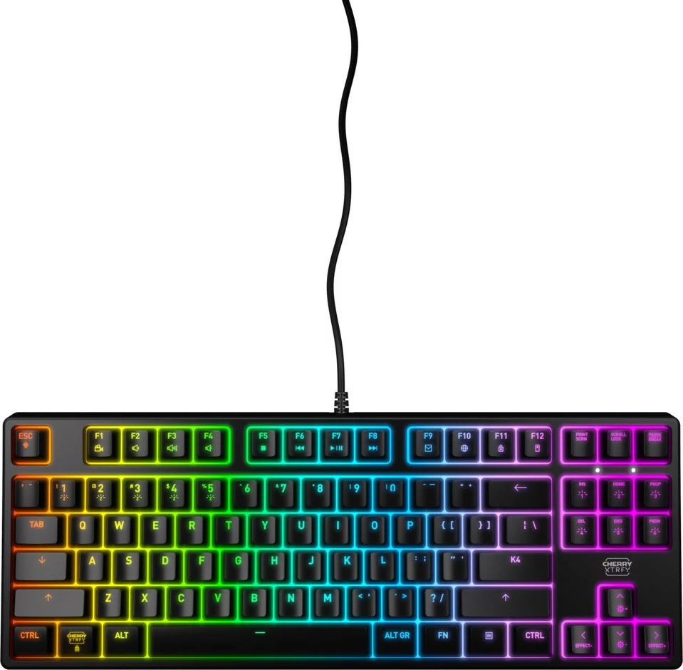 Tastierë mekanike Cherry K4V2 RGB, Tenkeyless, USB, QWERTY, E zezë
