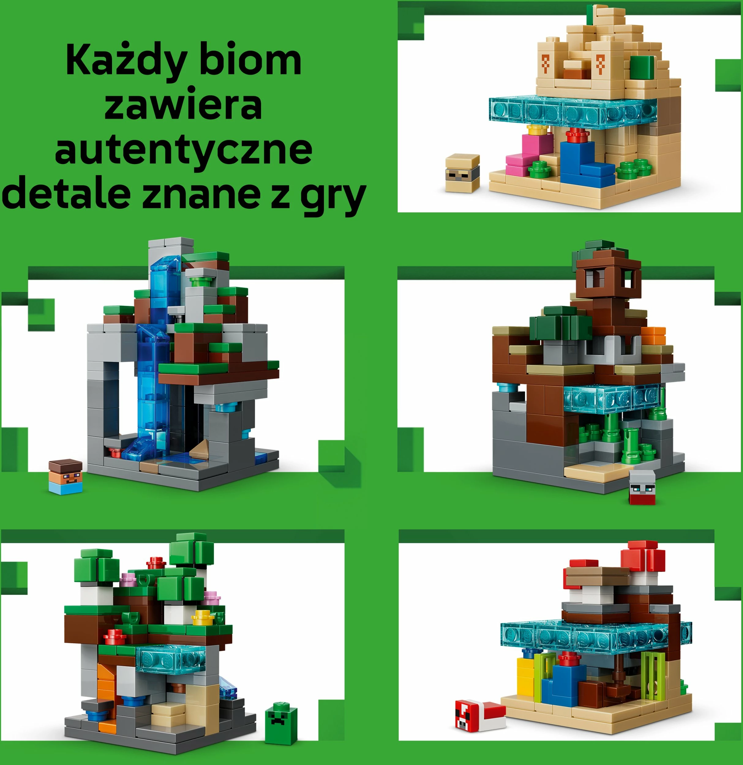Set konstruktimi LEGO Minecraft Minibiomy 21589, 797 pjesë, 12+