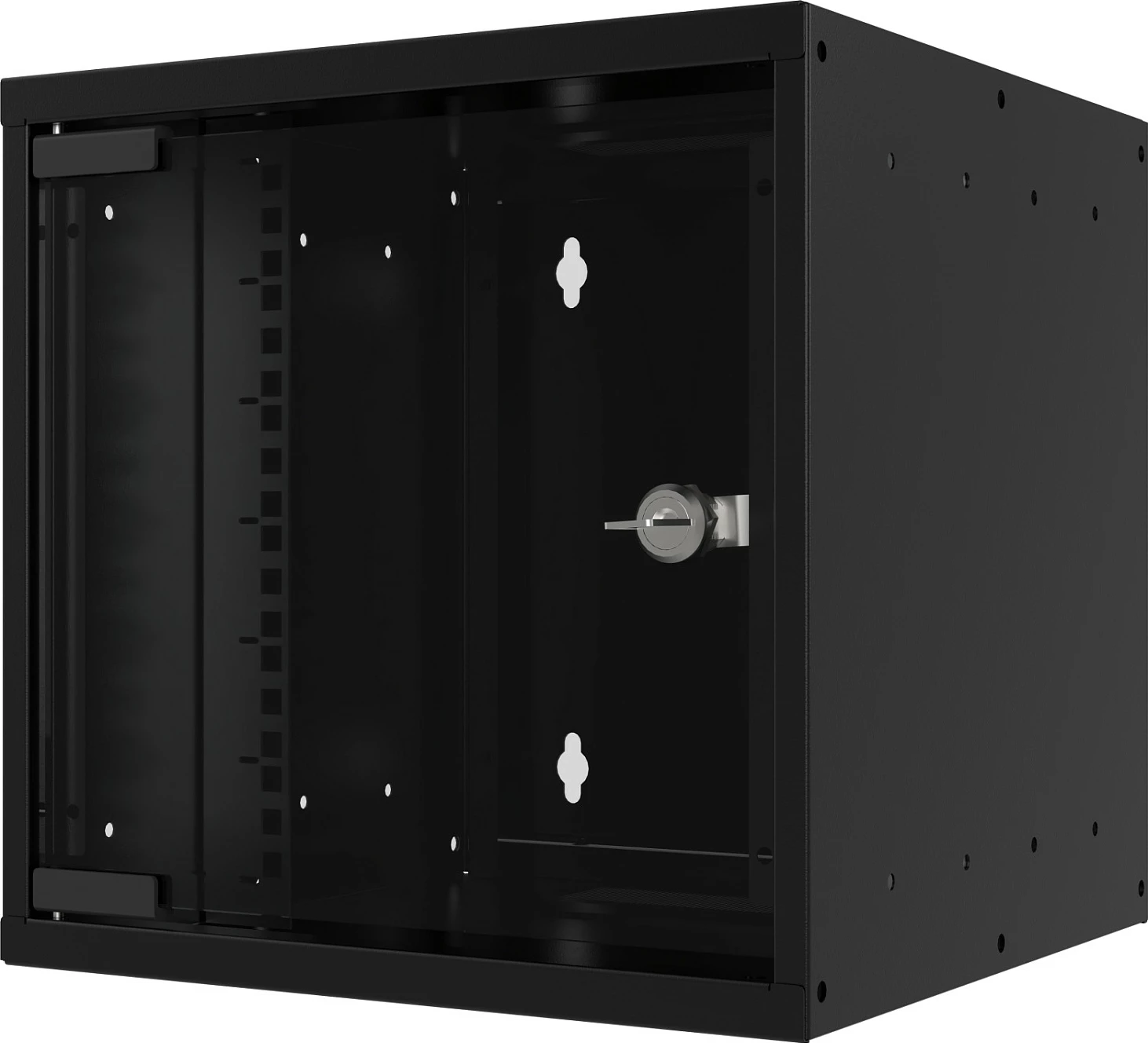 Kabinet muri 10" EFB Elektronik, 4U, thellësi 300mm, derë xhami me çelës, i zi