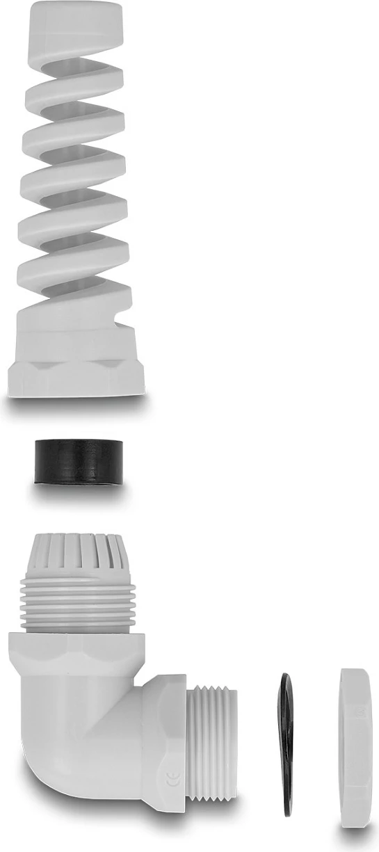 Glandë kablloje DeLOCK PG16 90°, IP68, për kabllo 10-14 mm, gri