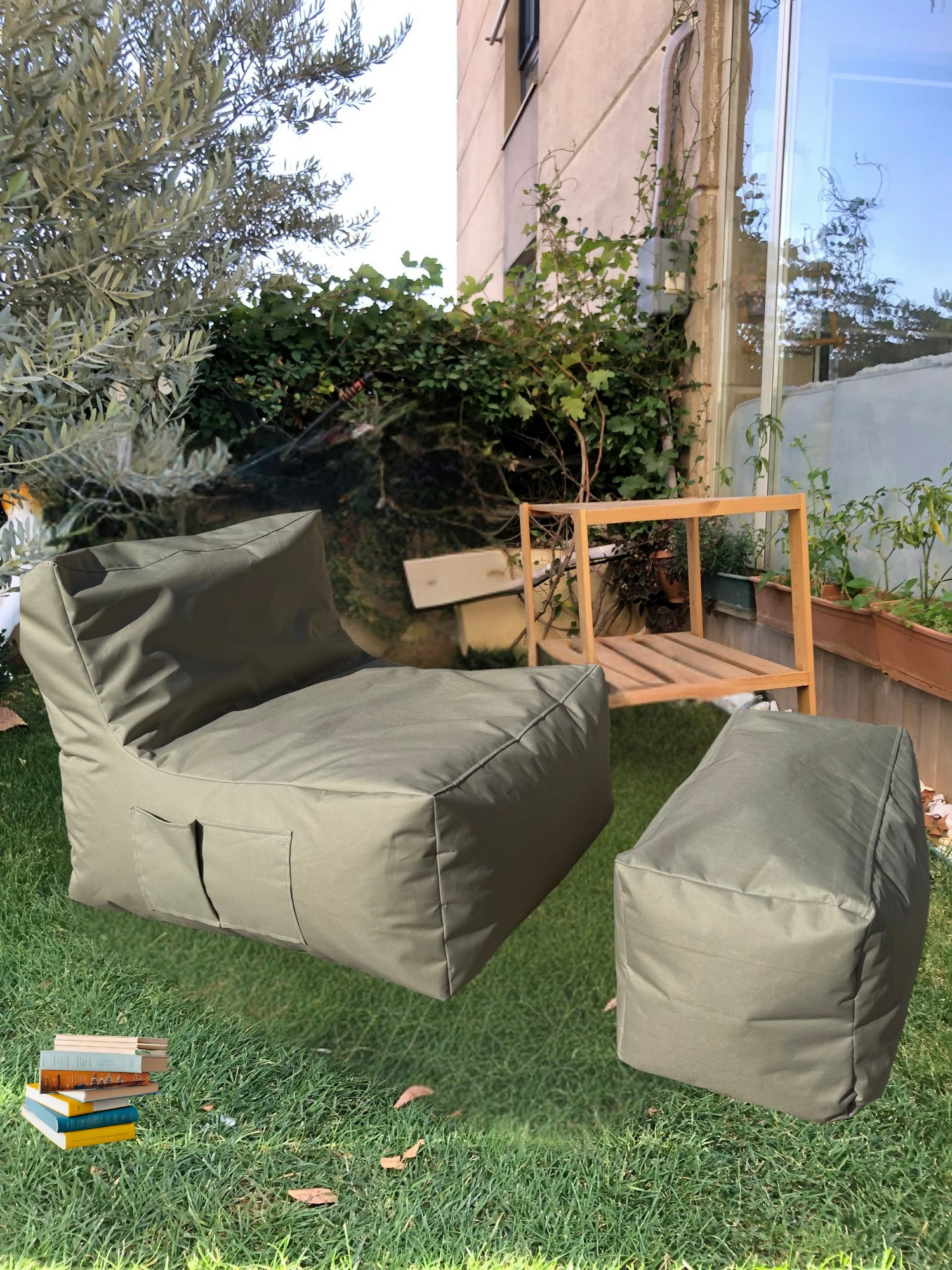Set bean bag prej dy pjesësh, Atelier del Sofa, XXL Sedir, bezhë