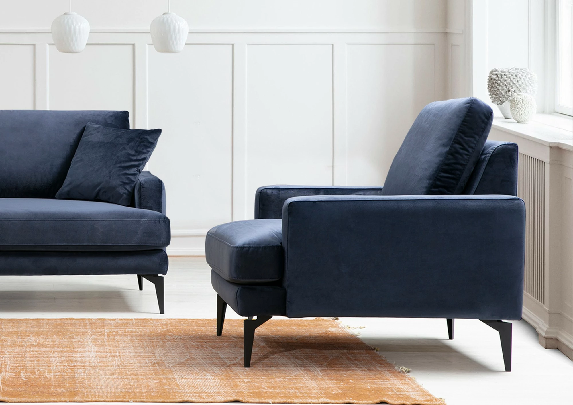Karrige krahu Papira, ngjyrë blu e errët, Atelier del Sofa
