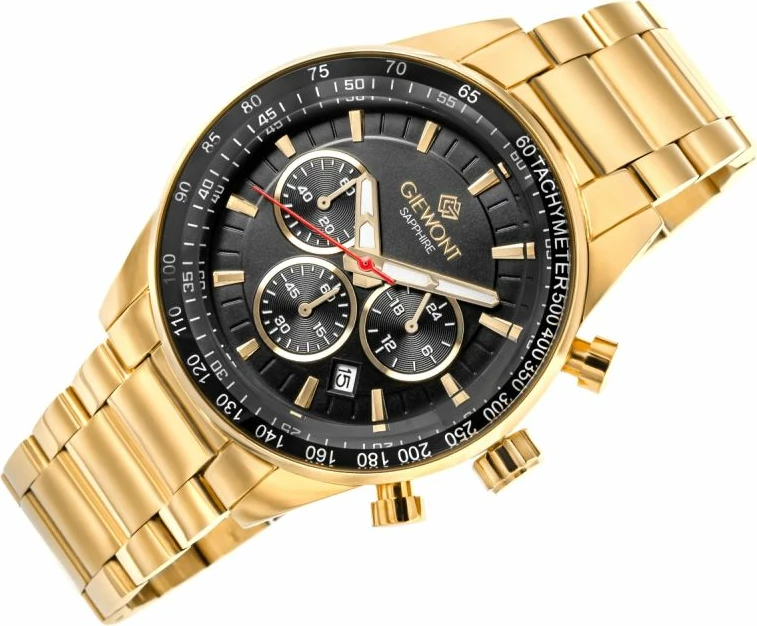 Orë dore meshkuj Giewont GW9140-B4, e zezë dhe e artë