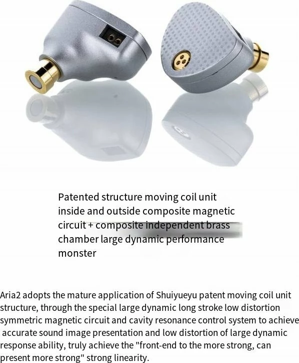 Kufje in-ear Moondrop Aria 2, 3.5mm, 0.78mm 2-pin, 1.2m, semi-open, 33Ω, argjendtë/gri