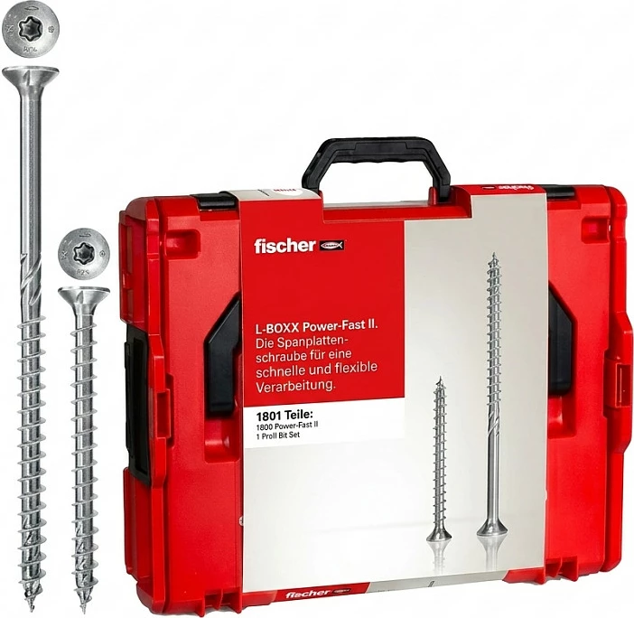 Set vida Fischer Power Fast II, L-BOXX 102, 1801 copë, e kuqe