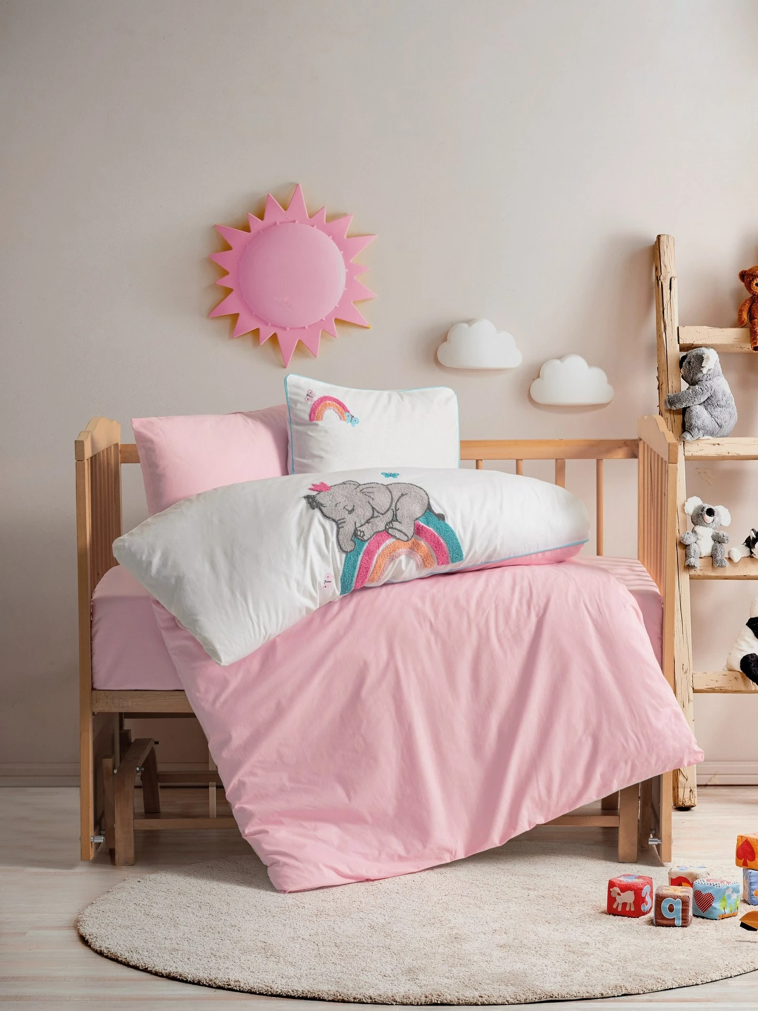 Set mbulesash për quilt për bebe, Ranforce L'essentiel, Lucky - rozë