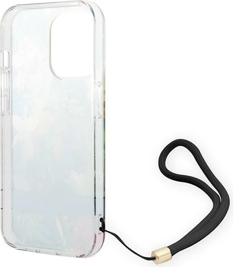 Mbështjellës Guess GUOHCP14LHFLSB për iPhone 14 Pro 6.1", Flower Strap, Blu