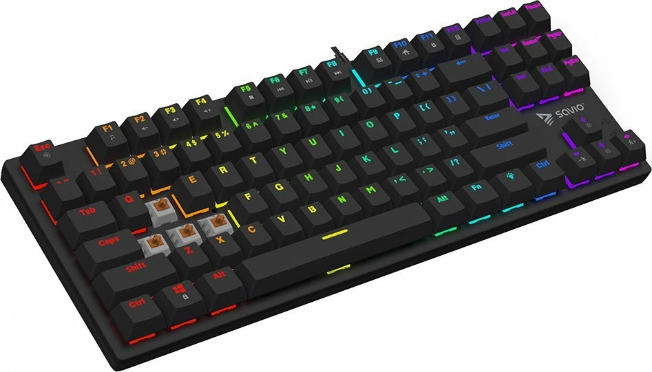 Tastierë mekanike gaming Savio Tempest X2 Outemu Brown, TKL 80%, RGB, USB, US layout, e zezë