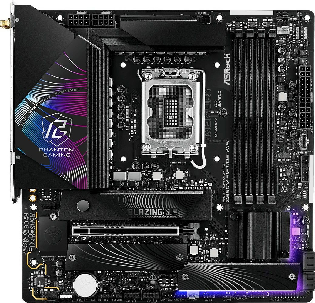 Pllakë amë ASRock Z890M Phantom Gaming Riptide Wifi DDR5, Intel, micro ATX, e zezë