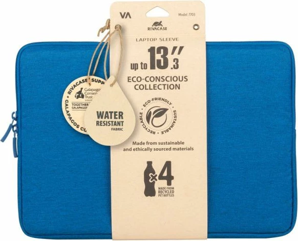 Mbrojtëse (sleeve) për laptop RIVACASE 7703 13.3-14\", RPET poliester, Azure Blue