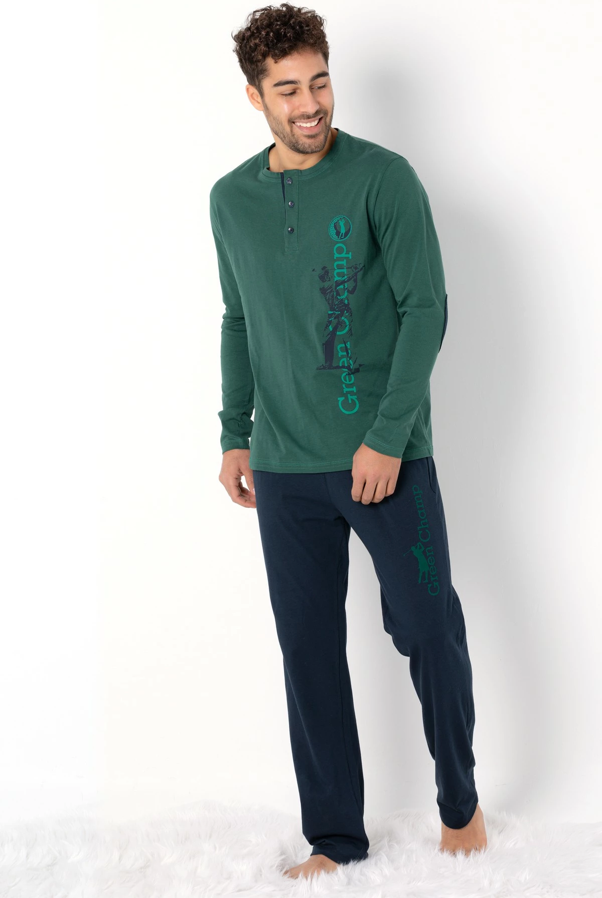 Set pizhamash për burra Jumeon, 002-000699004, ngjyrë e gjelbër