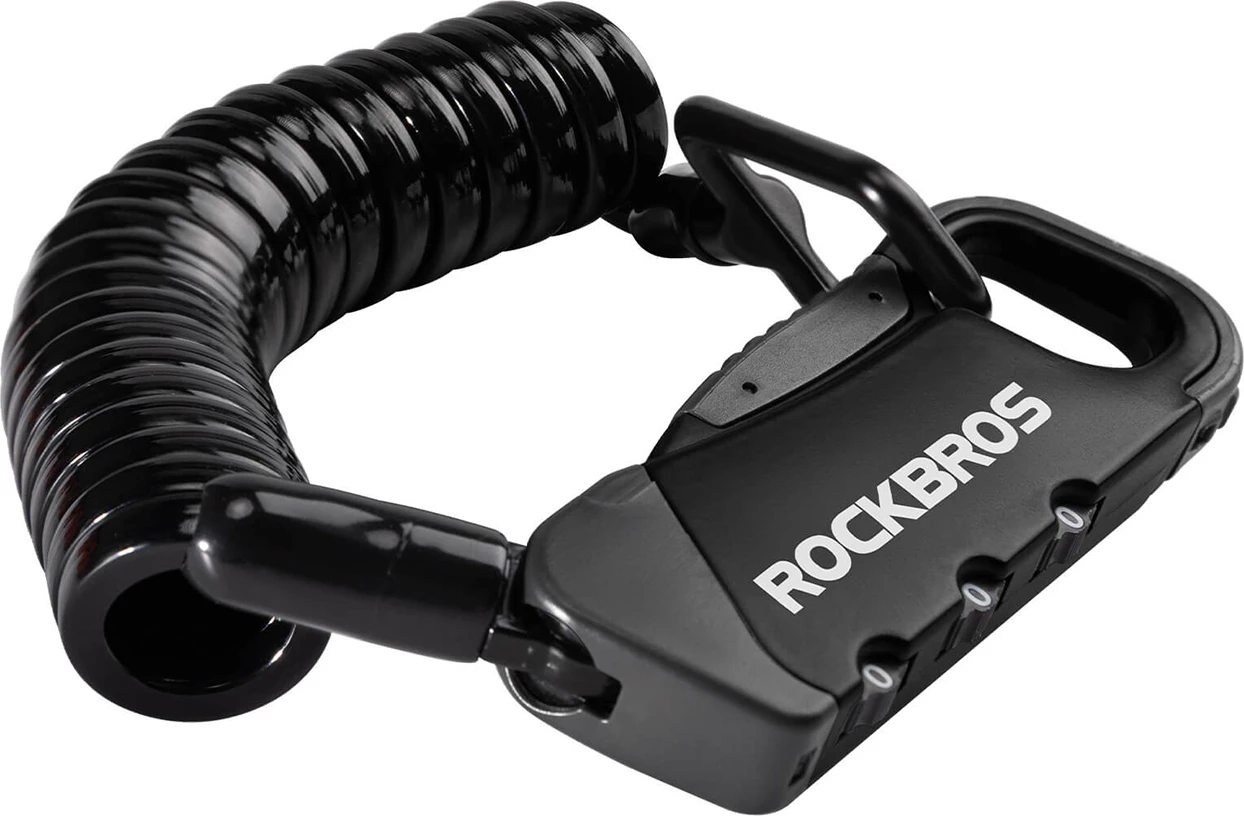 Dryç biçiklete Rockbros RBK6N, kombinim 3-shifror, kabllo spirale 120 cm, i zi