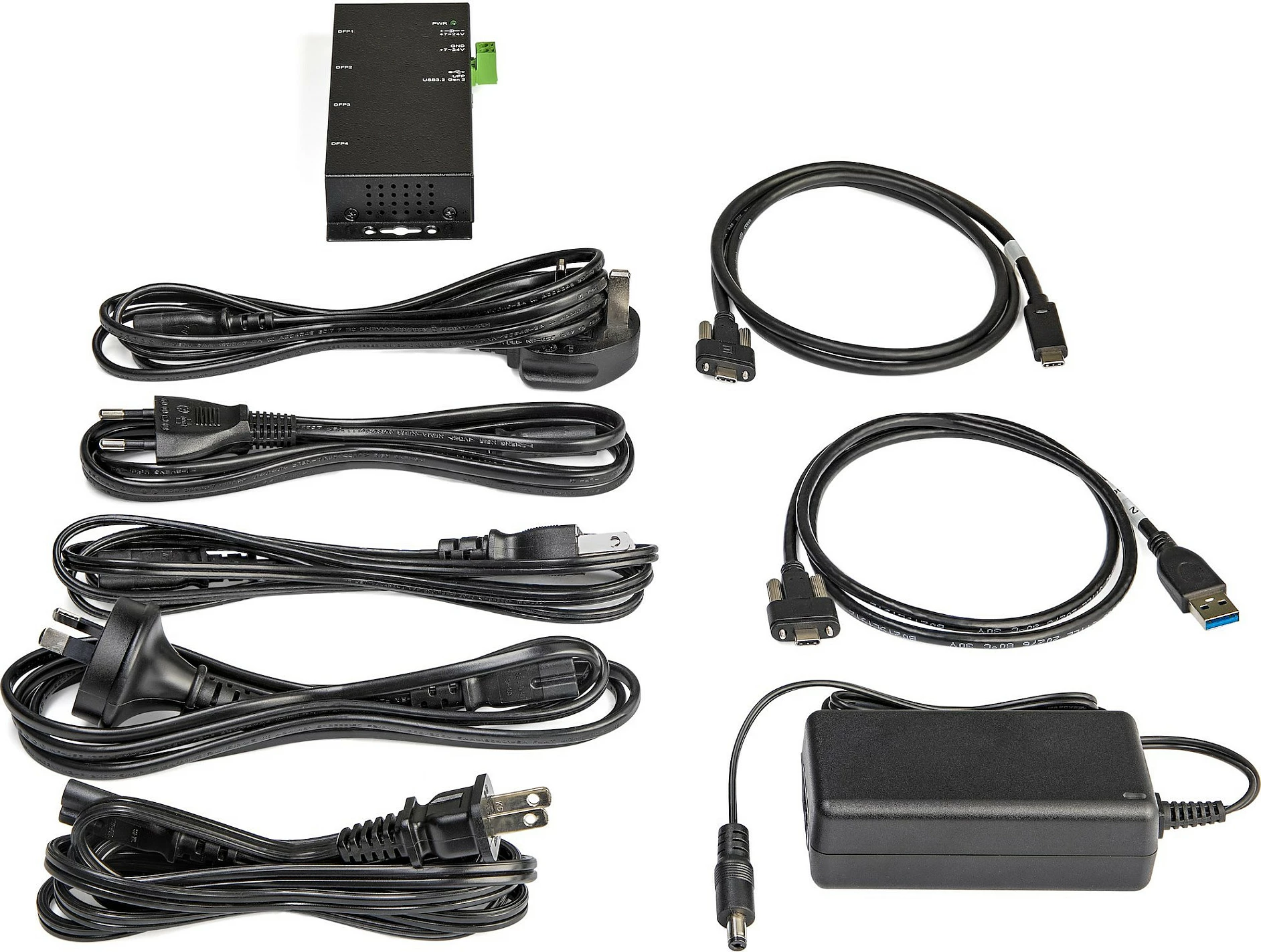 USB-C Hub industrial StarTech HB31C2A2CME, 4 porta, 10Gbps, 2x USB-C + 2x USB-A, me rrymë, i montueshëm, i zi