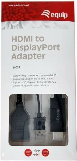 Adapter HDMI në DisplayPort Equip, 0.15 m, HDMI Type A, DisplayPort, i zi