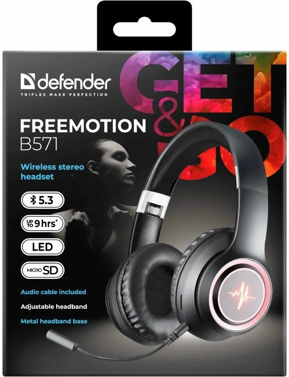 Kufje wireless DEFENDER Freemotion B571, të zeza LED